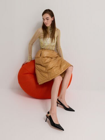 Cody Leather Pointed-Toe Kitten-Heel Slingback Pumps, Black, hi-res