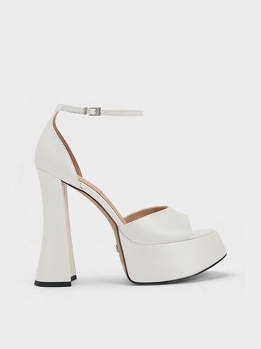 Michelle Leather Platform Sandals, White, hi-res