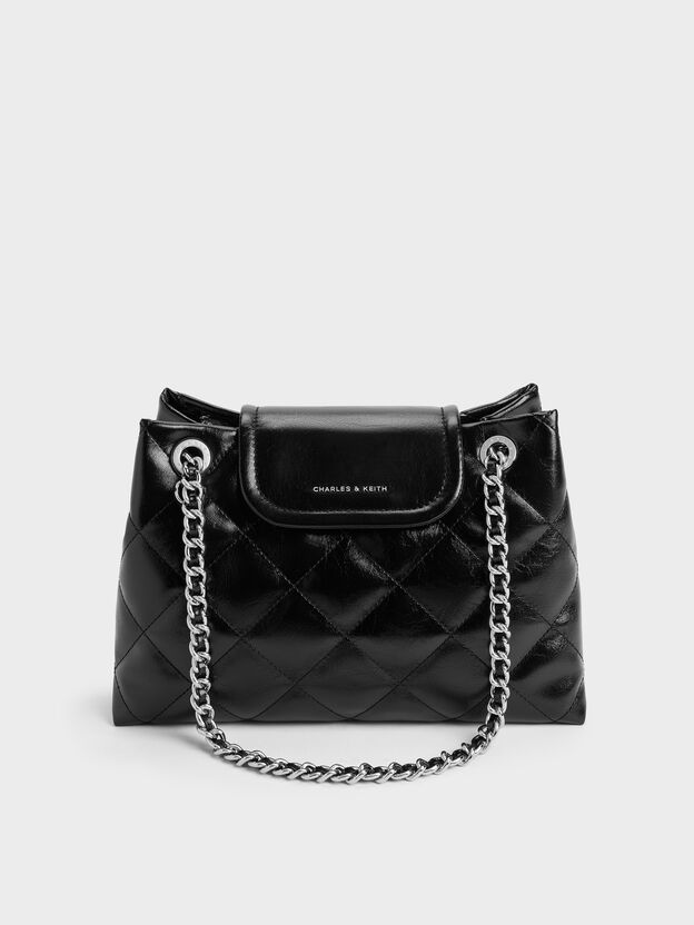 Apfra Quilted Shoulder Bag, Noir, hi-res