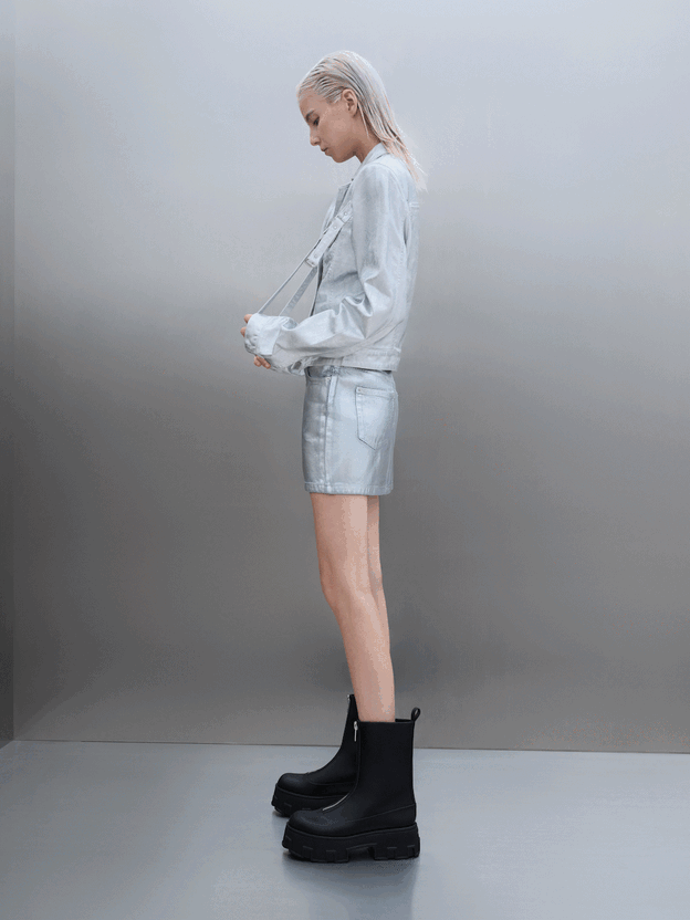 Zip-Up Platform Calf Boots, Black, hi-res