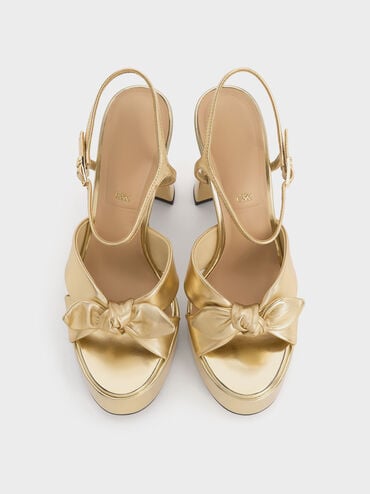 Jayce Leather Platform Sandals, Gold, hi-res