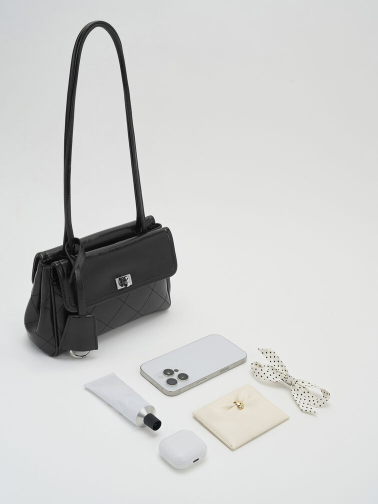 Apfra Quilted Tote Bag, Noir, hi-res