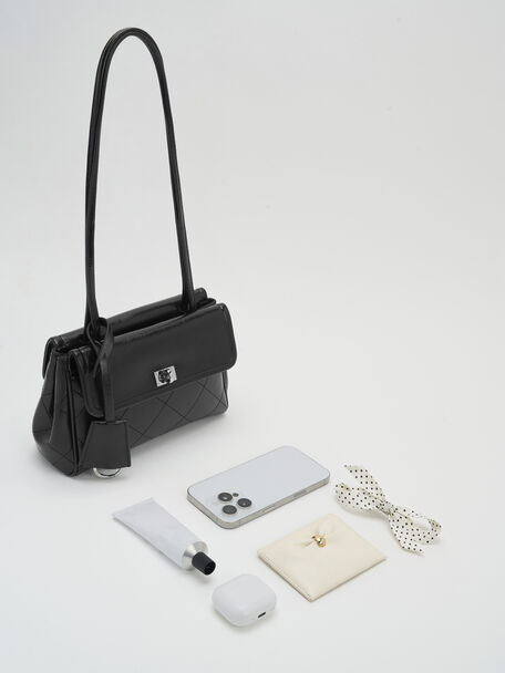 Apfra Quilted Tote Bag, Noir, hi-res
