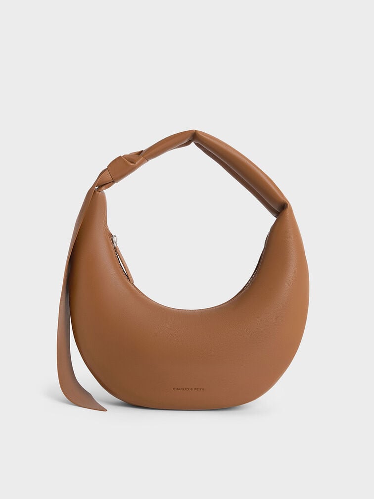 Mini Toni Knotted Crescent Hobo Bag, Chocolate, hi-res