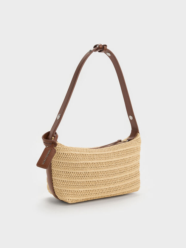 Ivette Raffia Woven Shoulder Bag, Multi, hi-res