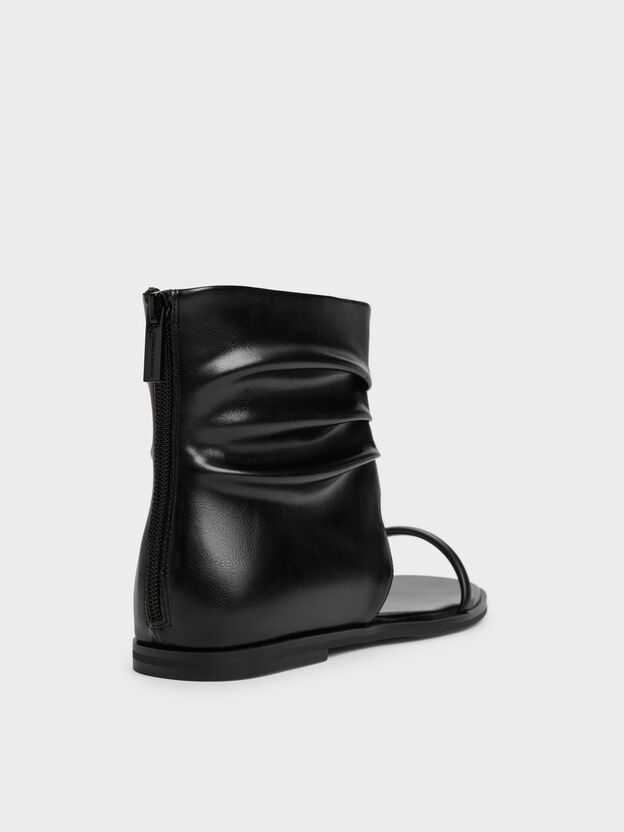 Joplin Ruched Boot Sandals, Black, hi-res