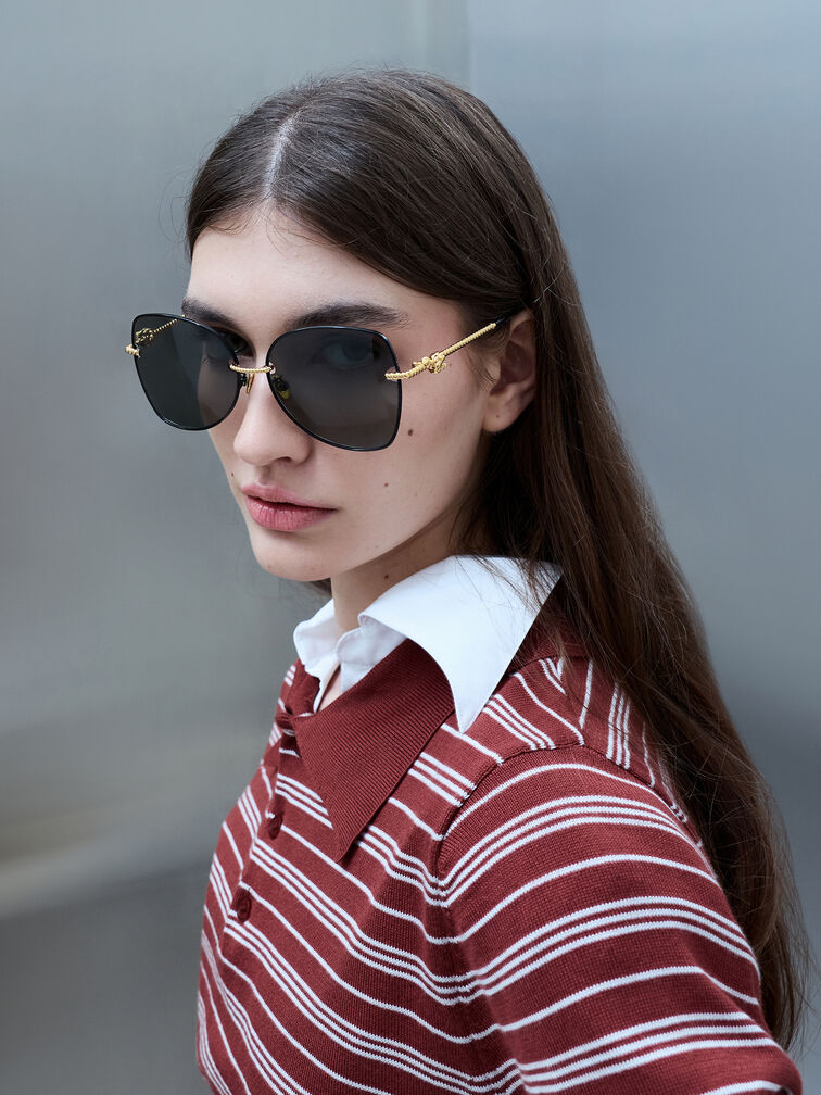 Sable Knot Butterfly Sunglasses, Black, hi-res