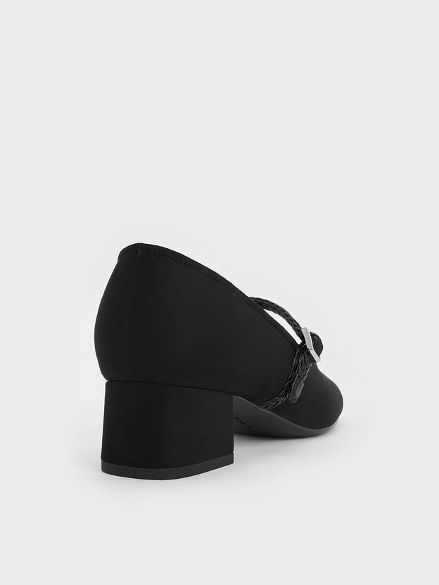 Franca Faux Suede Mary Jane Pumps, Black Textured, hi-res