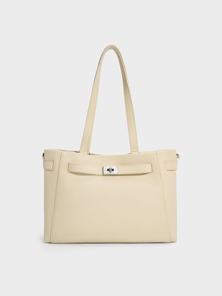Dinora Belted Tote Bag, Chalk, hi-res