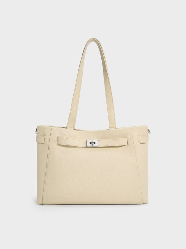 Dinora Belted Tote Bag, Chalk, hi-res