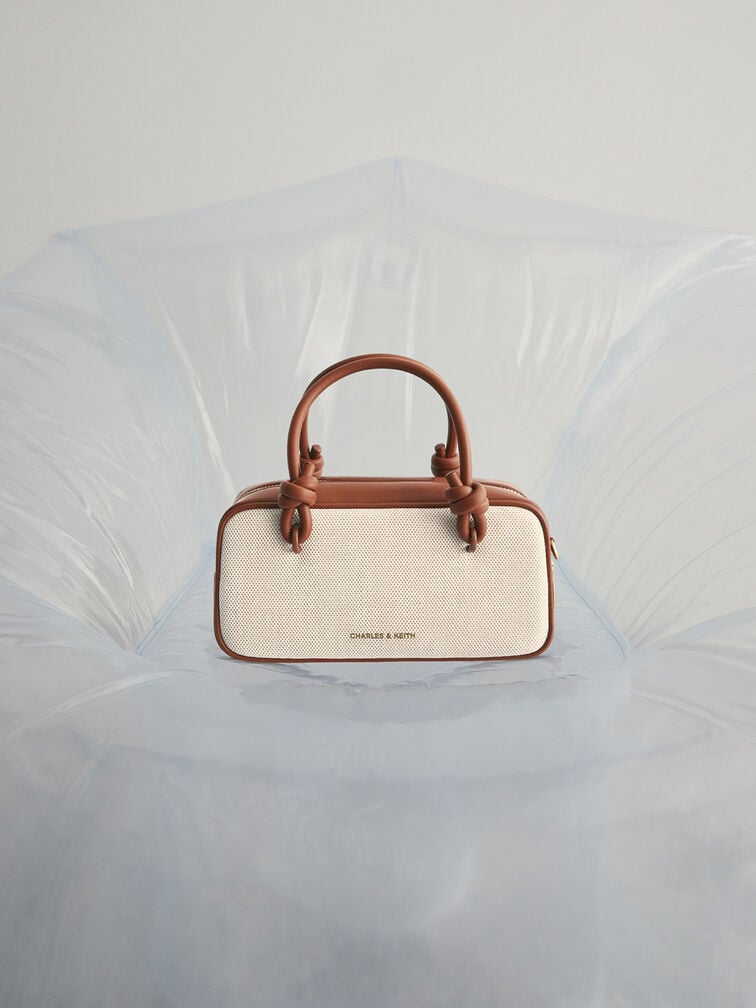 Sammie Canvas Knotted-Handle Elongated Bag, Taupe Canvas, hi-res