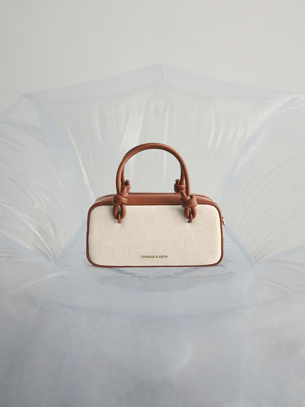 Sammie Canvas Knotted-Handle Boxy Bag, Taupe Canvas, hi-res