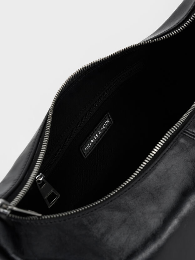 Bessie Side-Pocket Hobo Bag, Noir, hi-res