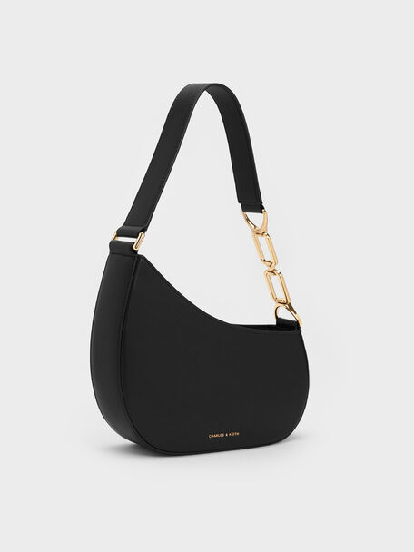 Agatha Chain-Strap Shoulder Bag, Black, hi-res