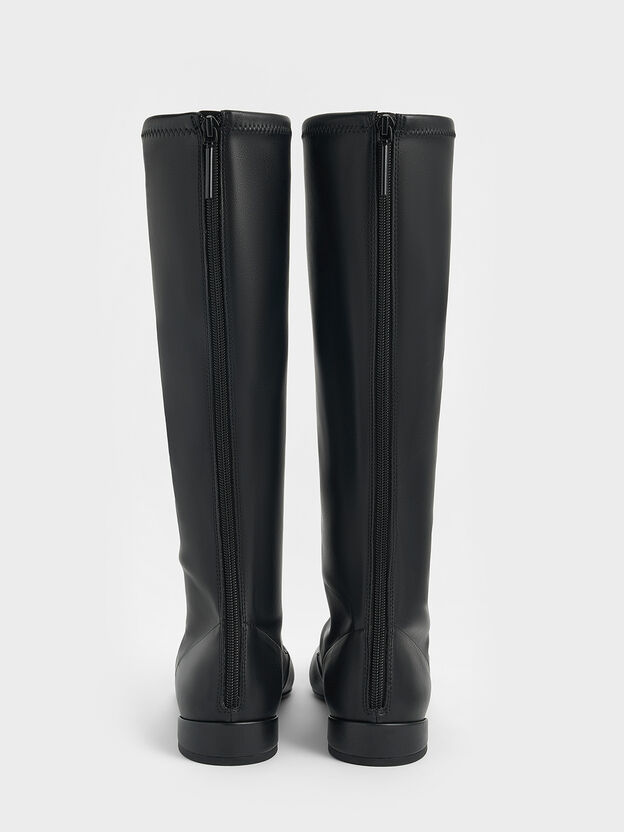 Robbie Cut-Out Knee-High Boots, Black, hi-res