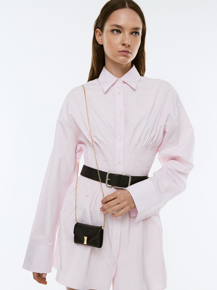 Lilibet Metallic-Accent Chain-Strap Wallet, Black, hi-res