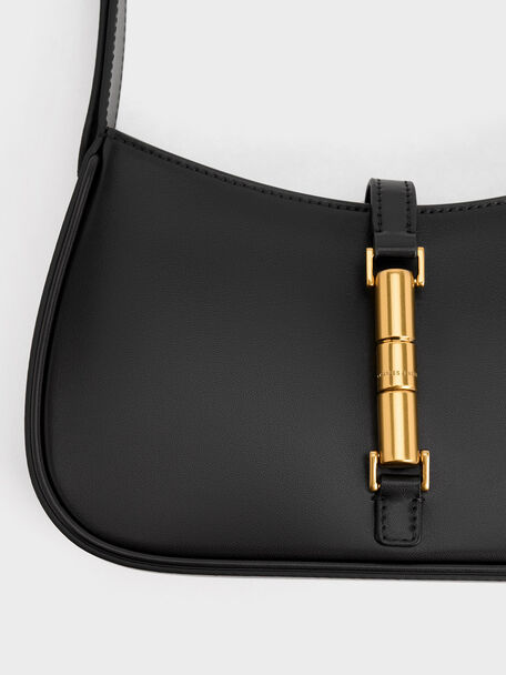 Cesia Metallic-Accent Shoulder Bag, Black, hi-res