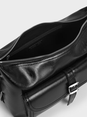 Bryna Belted Hobo Bag, Noir, hi-res