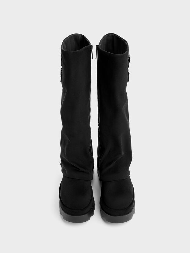 Barron Faux Suede Platform Knee-High Boots, Black Textured, hi-res