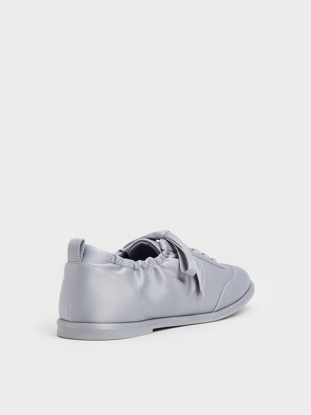 Satin Ruched Sneakers, Grey, hi-res