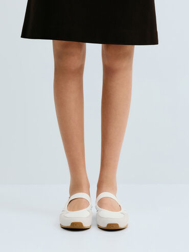 Jace Recycled Leather Mary Jane Sneakers, White, hi-res