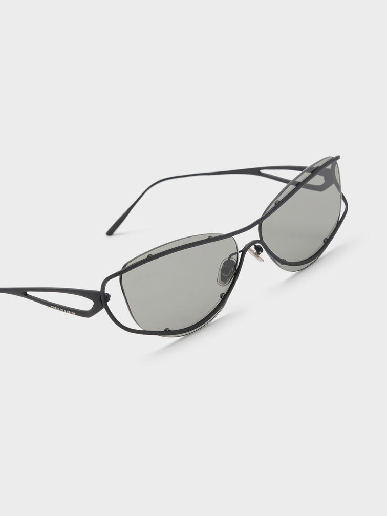 Ainsley Geometric Sunglasses, Jet Black, hi-res