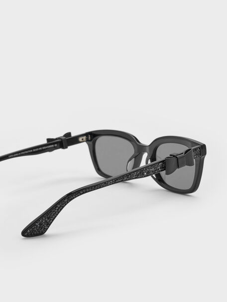 Tanya Bow Rectangular Sunglasses, Jet Black, hi-res
