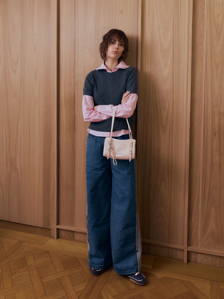 Mini Levy Nylon Shoulder Bag, Soft Pink, hi-res