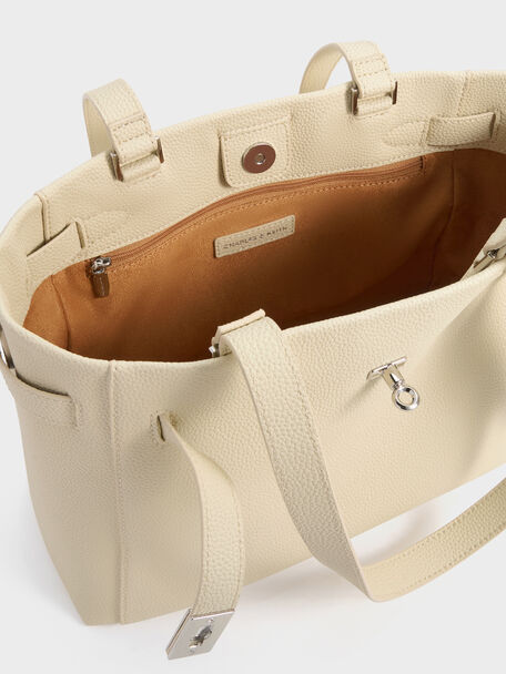 Dinora Belted Tote Bag, Chalk, hi-res