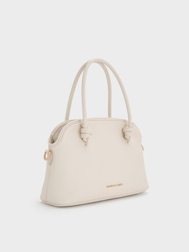 Sammie Knotted-Handle Bowling Bag, Cream, hi-res