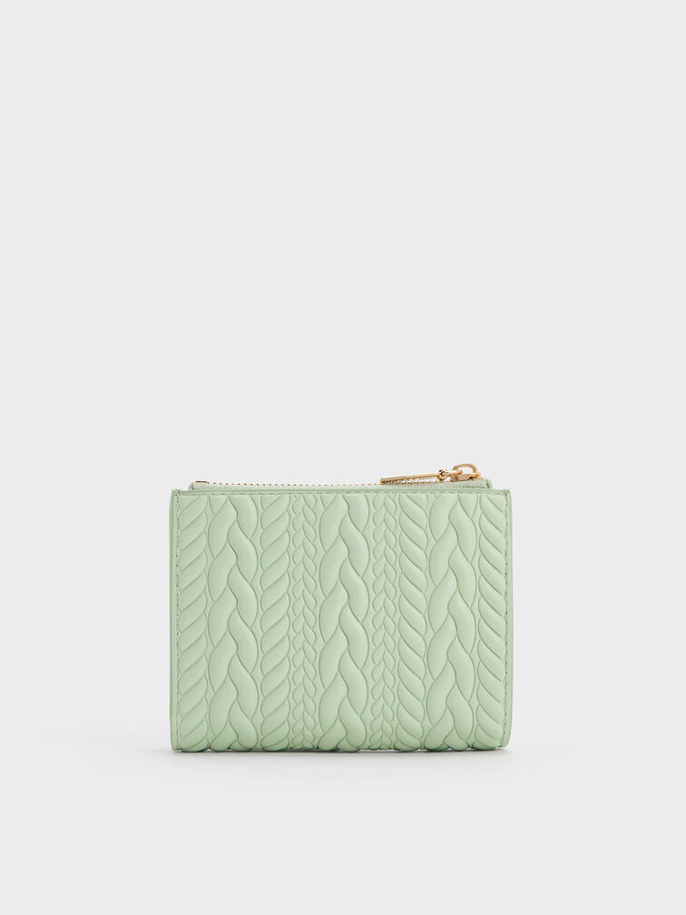 Apolline Textured Top-Zip Wallet, Mint Green, hi-res