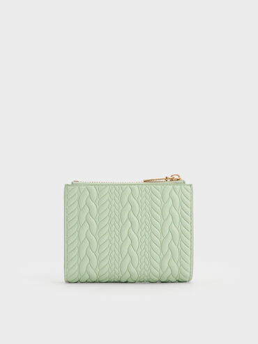 Apolline Textured Top-Zip Wallet, Mint Green, hi-res
