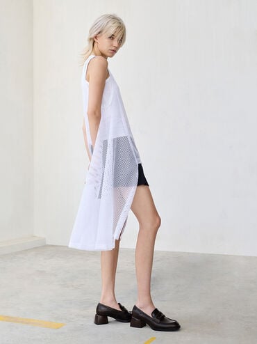 Penny Loafer Trapeze-Heel Pumps, Brown, hi-res