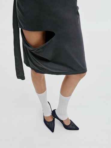 Lace & Satin Stiletto Pumps, Dark Blue, hi-res