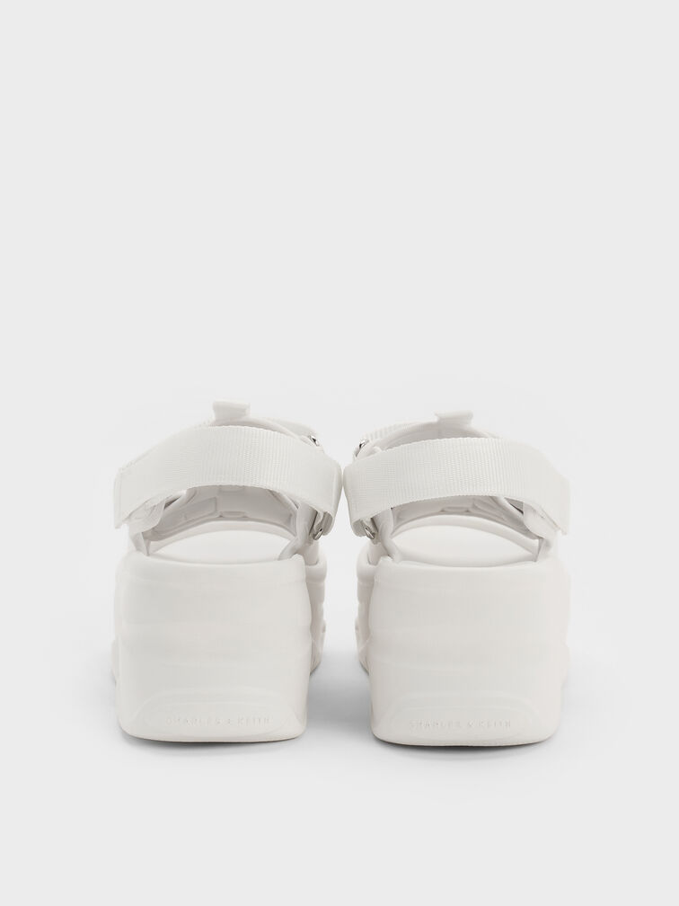 Elastane Flatform Sports Sandals, White, hi-res
