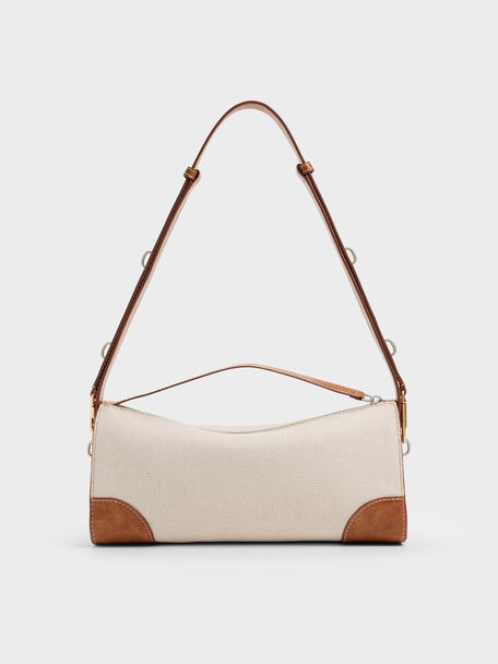 Delfina Canvas Elongated Shoulder Bag, Multi, hi-res