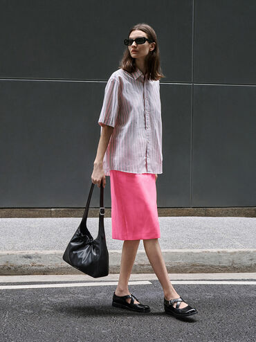 Brigette Ruched Shoulder Bag, Noir, hi-res