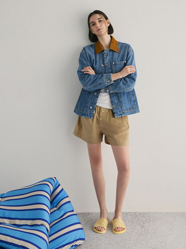 Meja Floral Slide Sandals, Yellow, hi-res