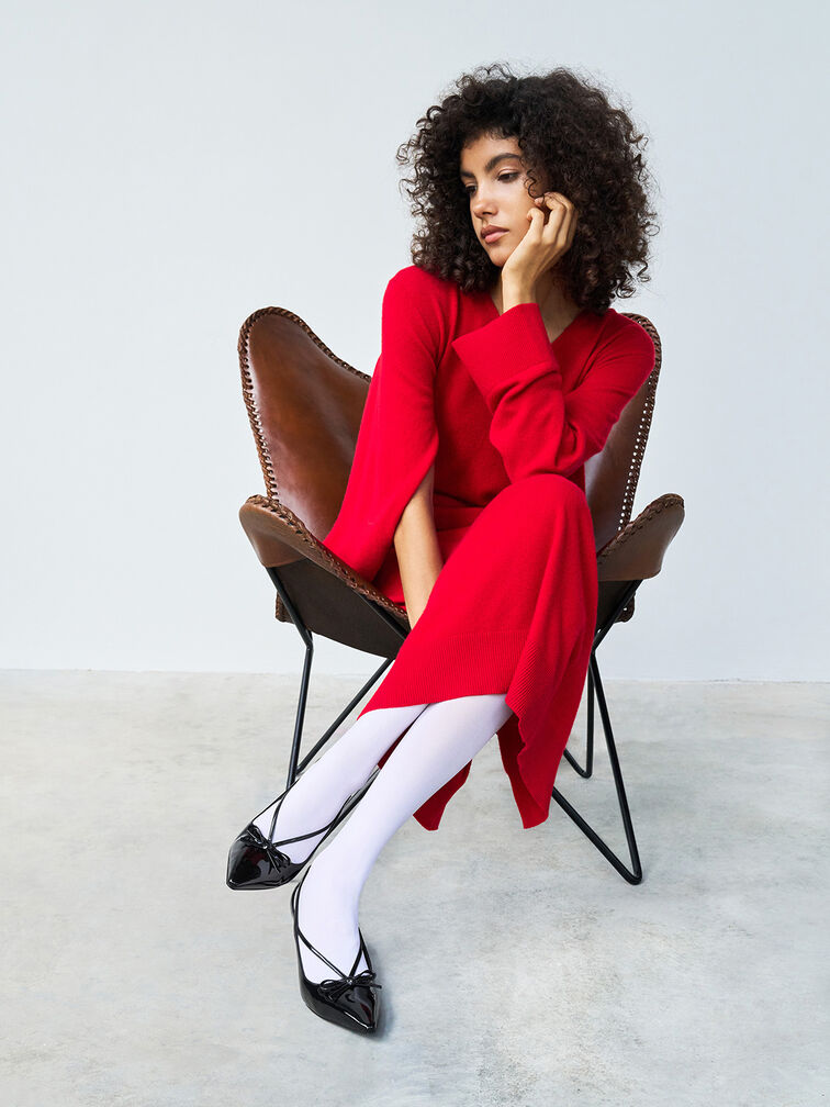 Patent Cut-Out Bow Kitten-Heel Pumps, Black Patent Patent Cut-Out Bow Kitten-Heel Pumps, Black Patent, hi-res