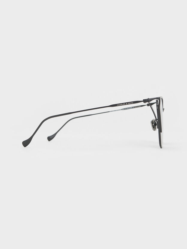 Shea Metallic-Rim Square Sunglasses, Black, hi-res