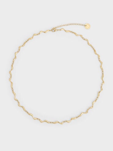 Emilia Wavy Necklace, Gold, hi-res