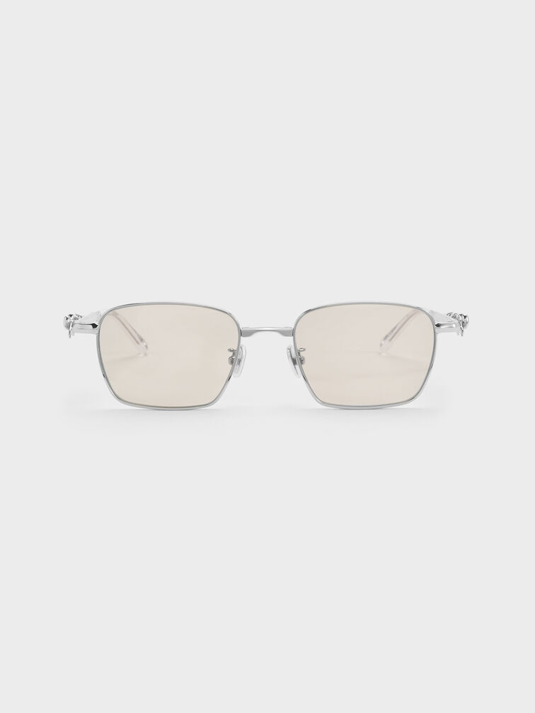 Paige Rectangular Sunglasses, Silver, hi-res