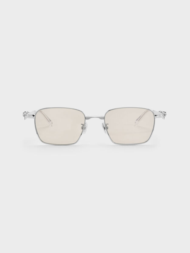 Paige Rectangular Sunglasses, Silver, hi-res