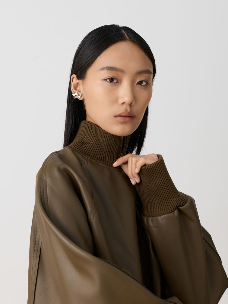 Emilia Wavy Drop Earrings, Silver, hi-res