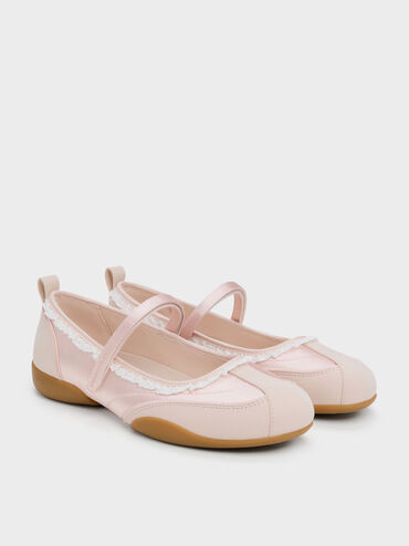 Louise Lace-Trim Mary Jane Sneakers, Light Pink, hi-res