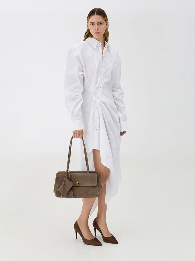 Apfra Quilted Elongated Shoulder Bag, Stone Grey, hi-res