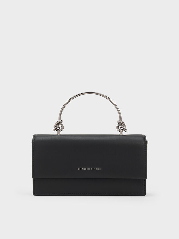 Kristine Sculptural-Handle Long Wallet, Noir, hi-res