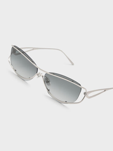 Ainsley Geometric Sunglasses, Silver, hi-res