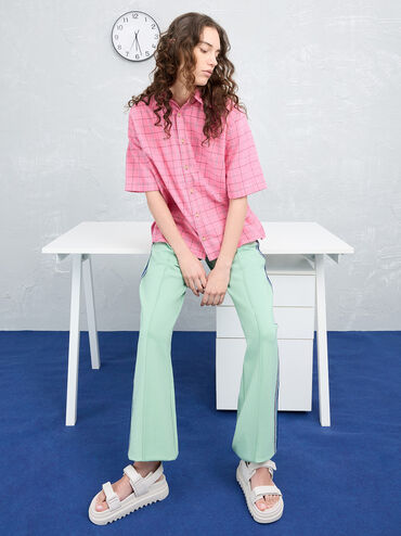 Double-Strap Ridged-Sole Flatform Sandals, Cream, hi-res