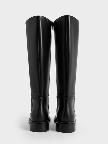 Side-Zip Knee-High Riding Boots, Black, hi-res